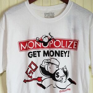 Effectus Clothing Shirt Mens Large White Monopolize Money Monopoly Graphic Tee